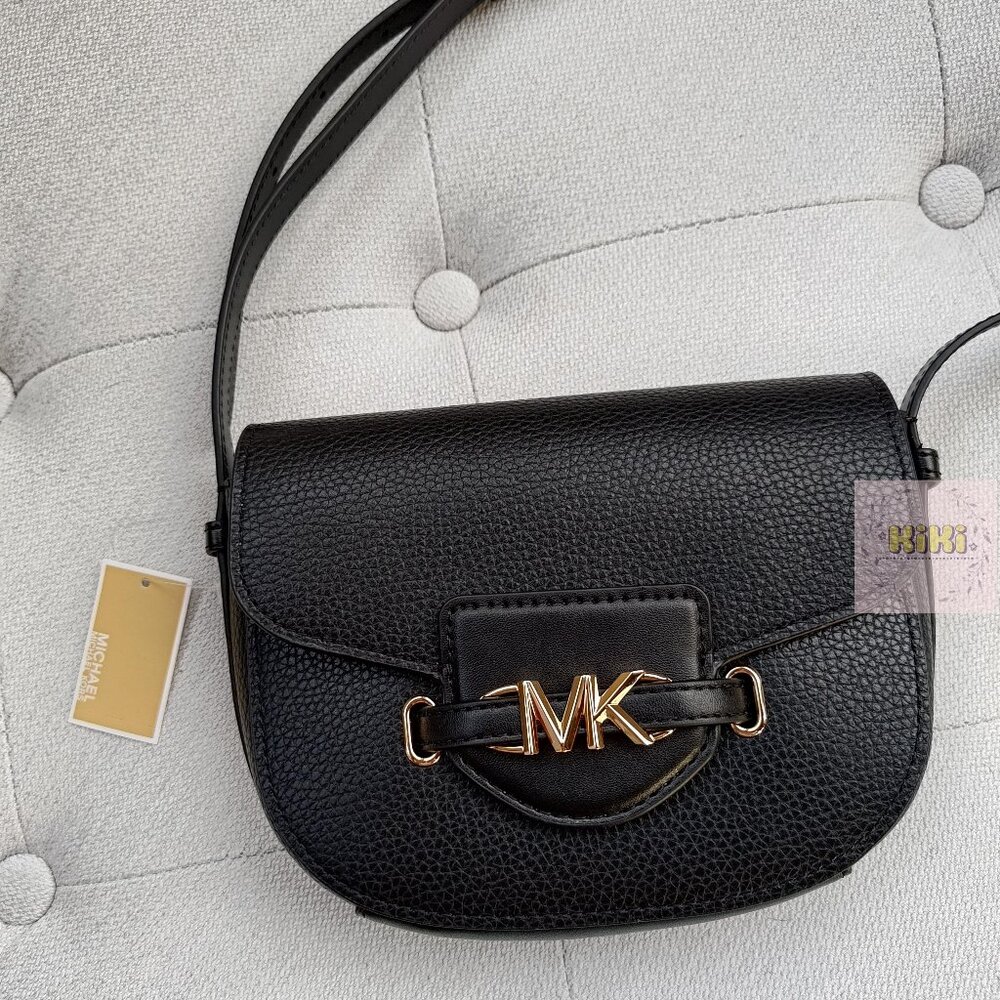 BRAND NEW Michael Kors Reed Small Pebbled Leather Crossbody Bag Black 35F3G6RC1T - Picture 3 of 13